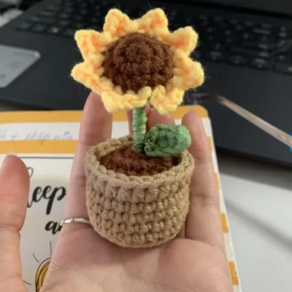 Stuffed Sunflowers, Fluffy Cotton Sunflower Pots, Ruffled Sunflower Pots